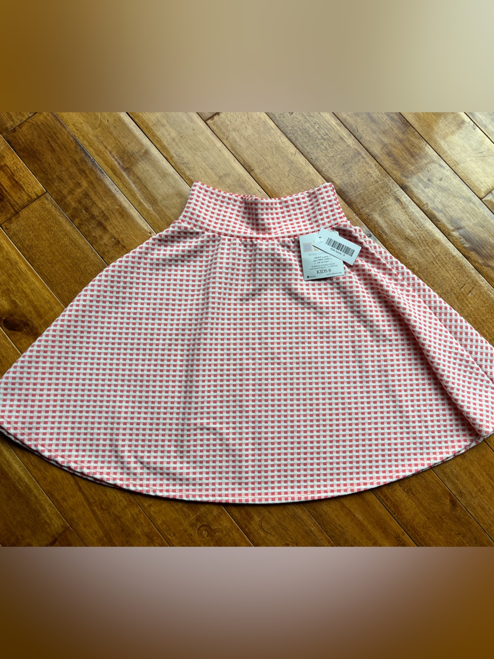 NWT adorable salmon & white checked Lularoe kids Azure skirt